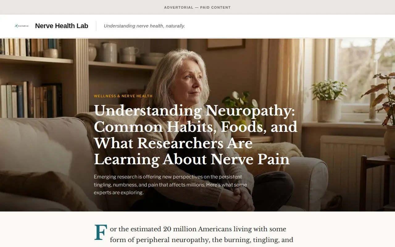 Landing page screenshot for www.nervehealthlab.com