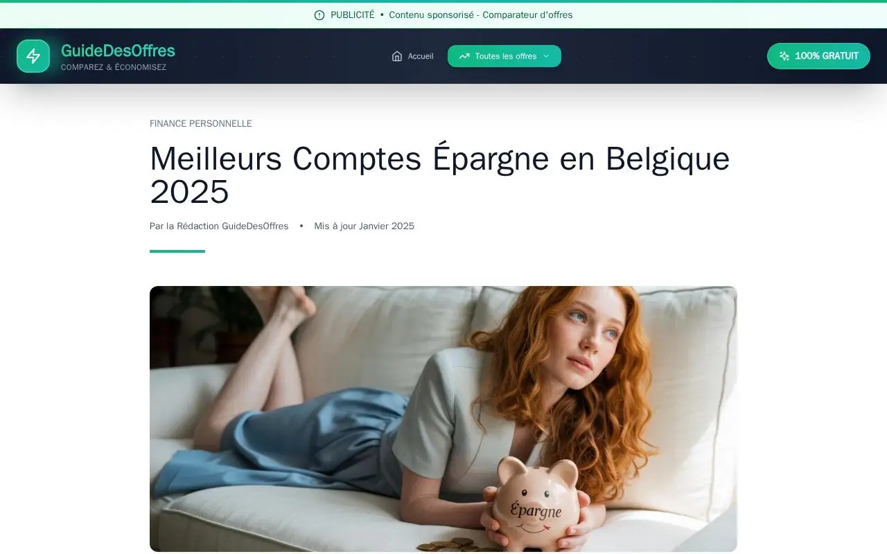Landing page screenshot for guide-des-offres.com