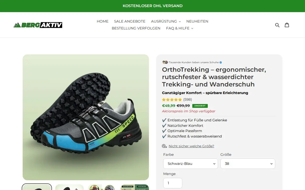 Landing page screenshot for bergaktiv.de