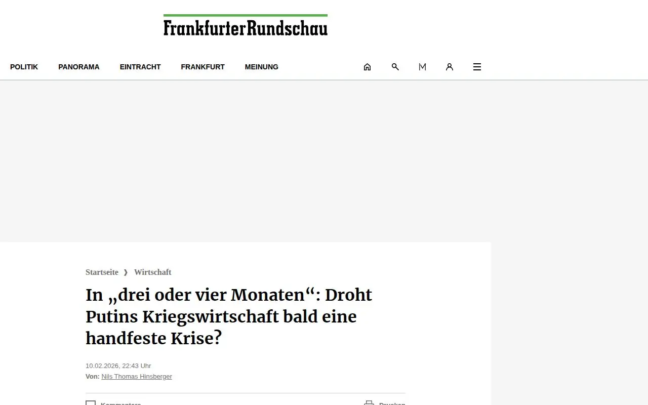 Landing page screenshot for www.fr.de