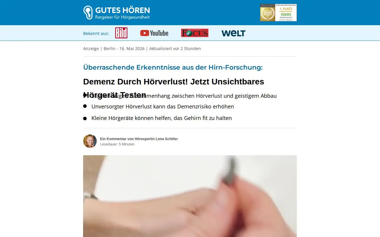 Landing page screenshot for www.gutes-hoeren.de