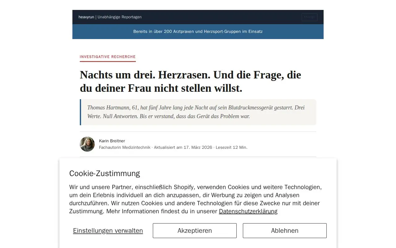 Landing page screenshot for heavyrun.de