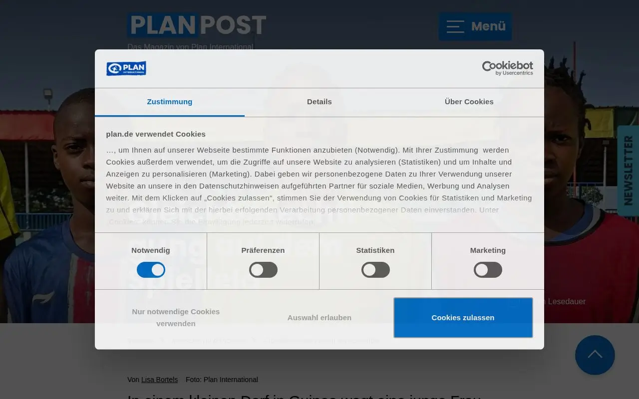 Landing page screenshot for www.plan.de