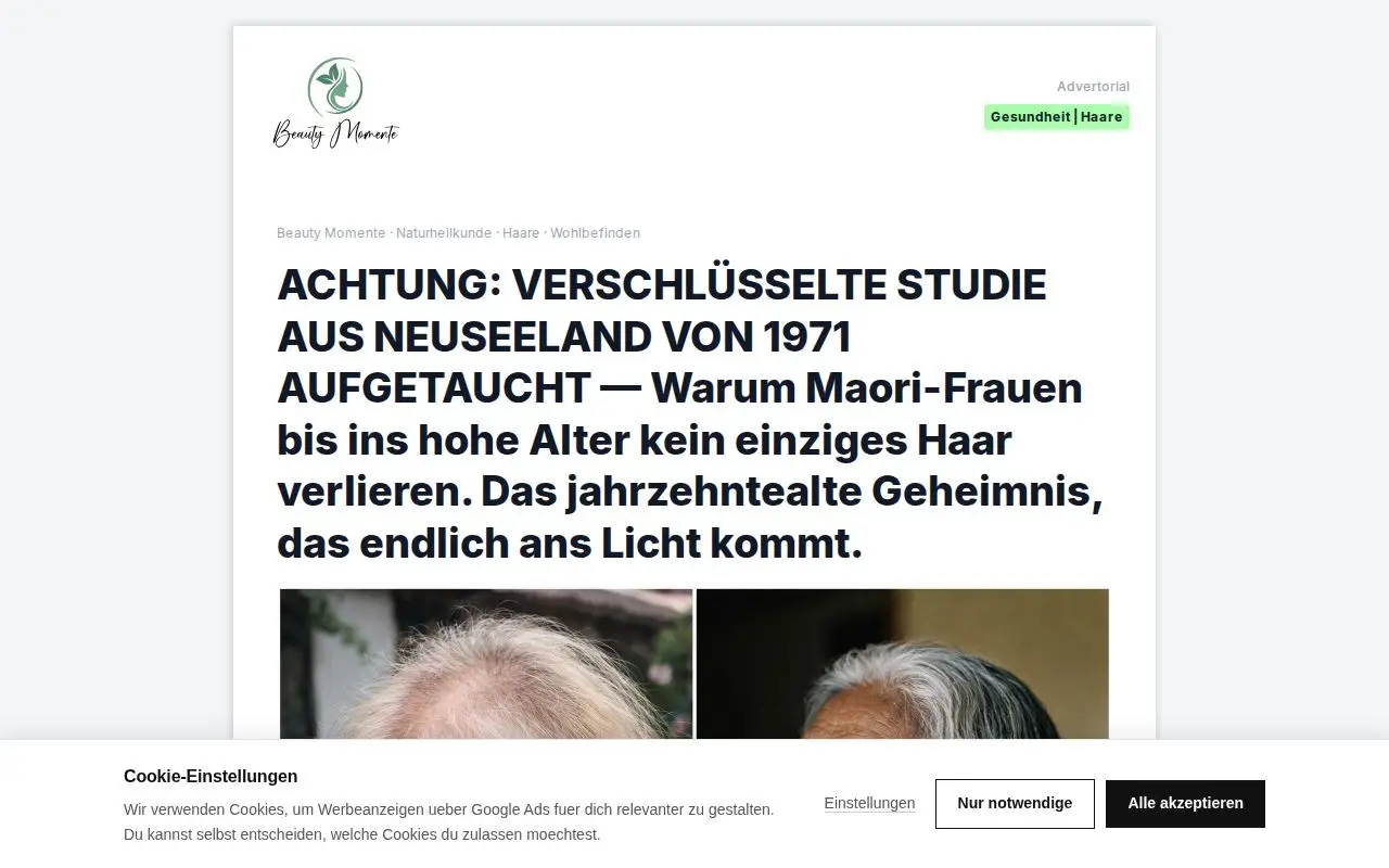 Landing page screenshot for magazin.beautymomente.com