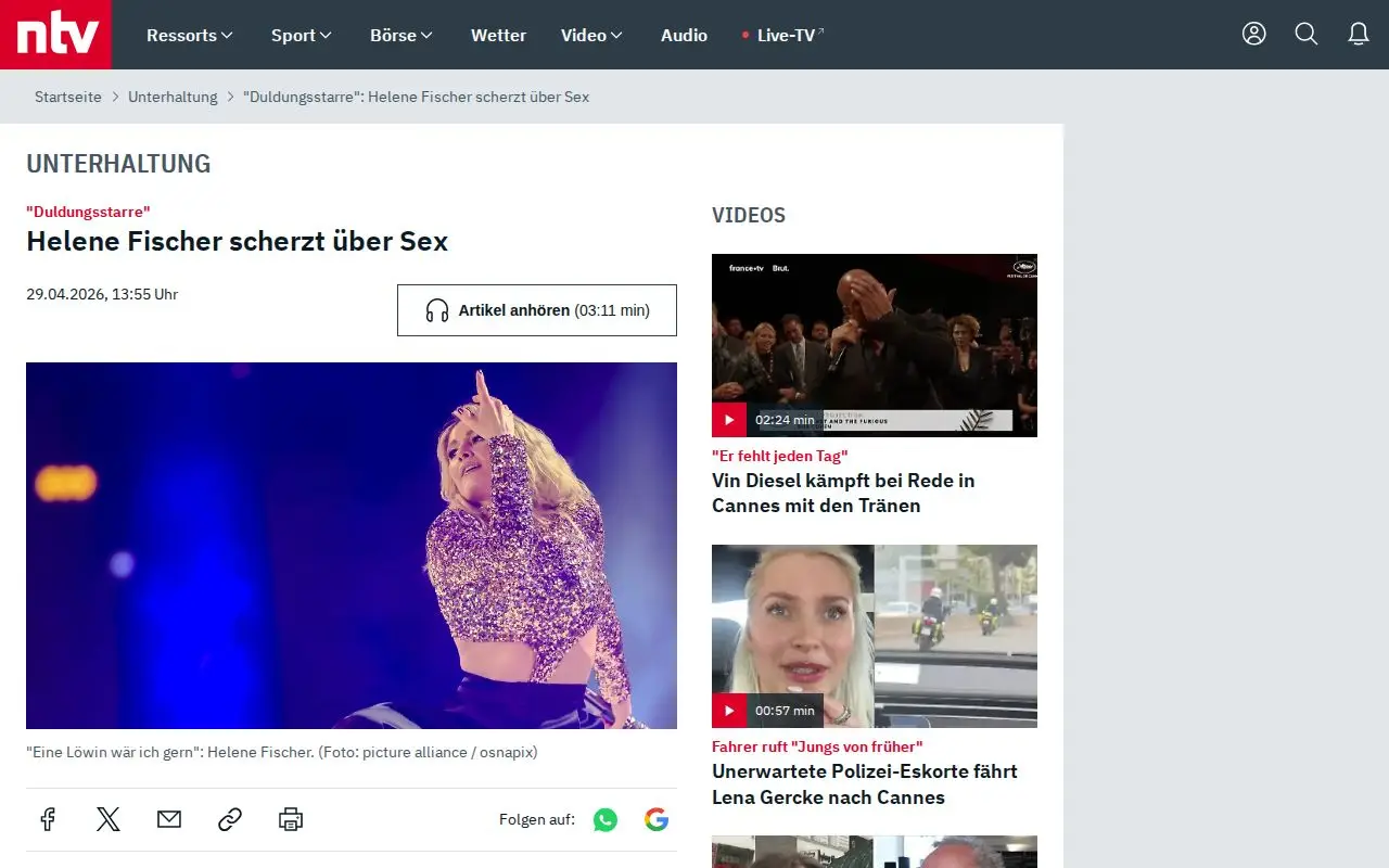 Landing page screenshot for www.n-tv.de