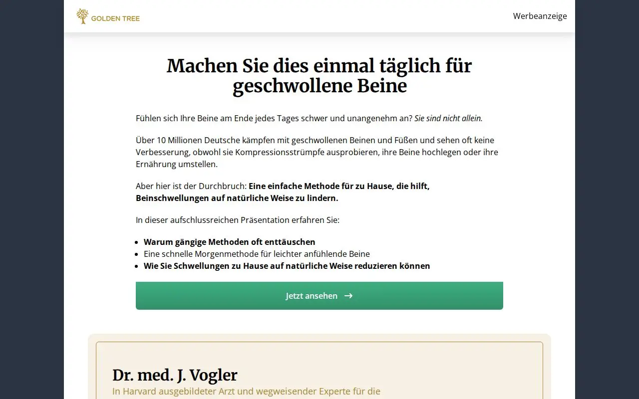 Landing page screenshot for sp.goldentree.de