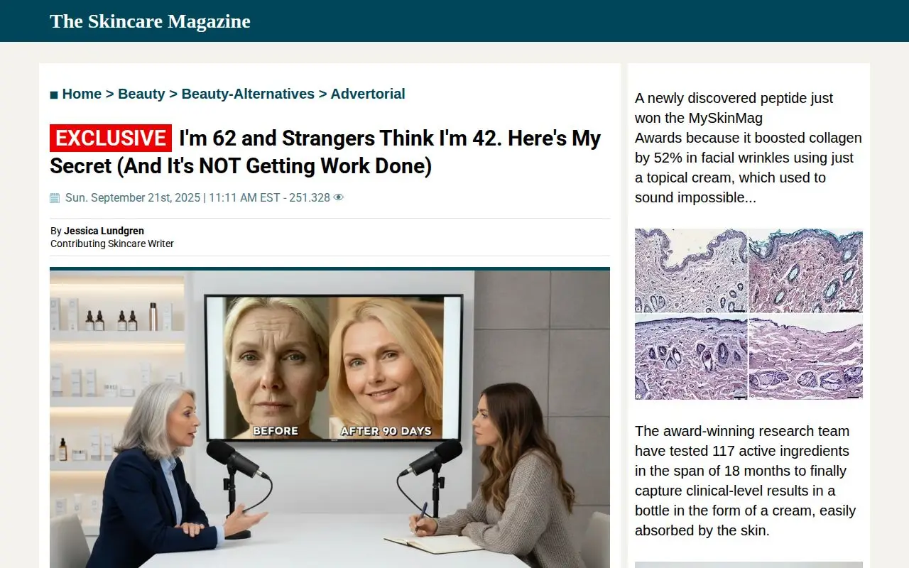 Landing page screenshot for www.theskinmag.com