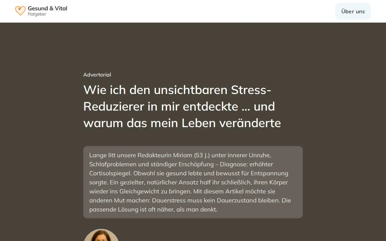 Landing page screenshot for gesund-vital-ratgeber.org