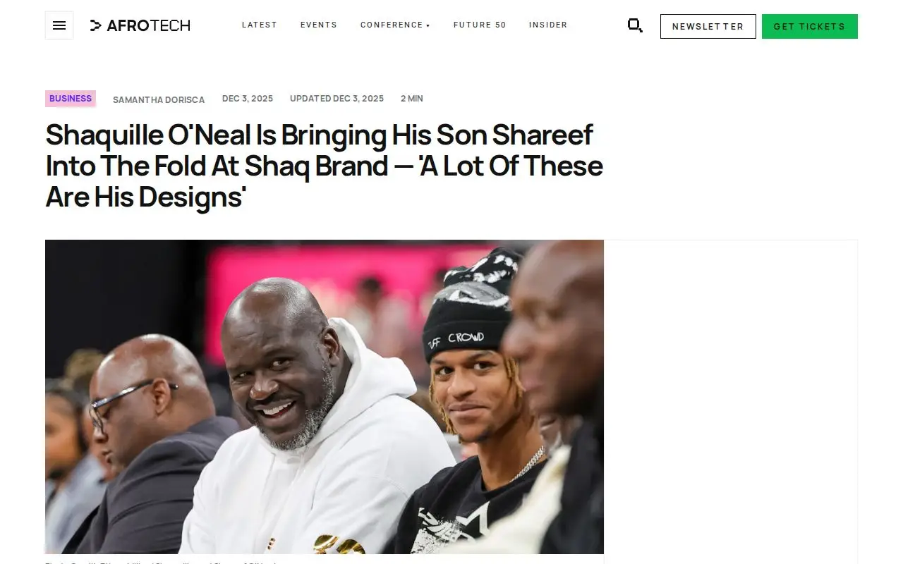 Landing page screenshot for afrotech.com