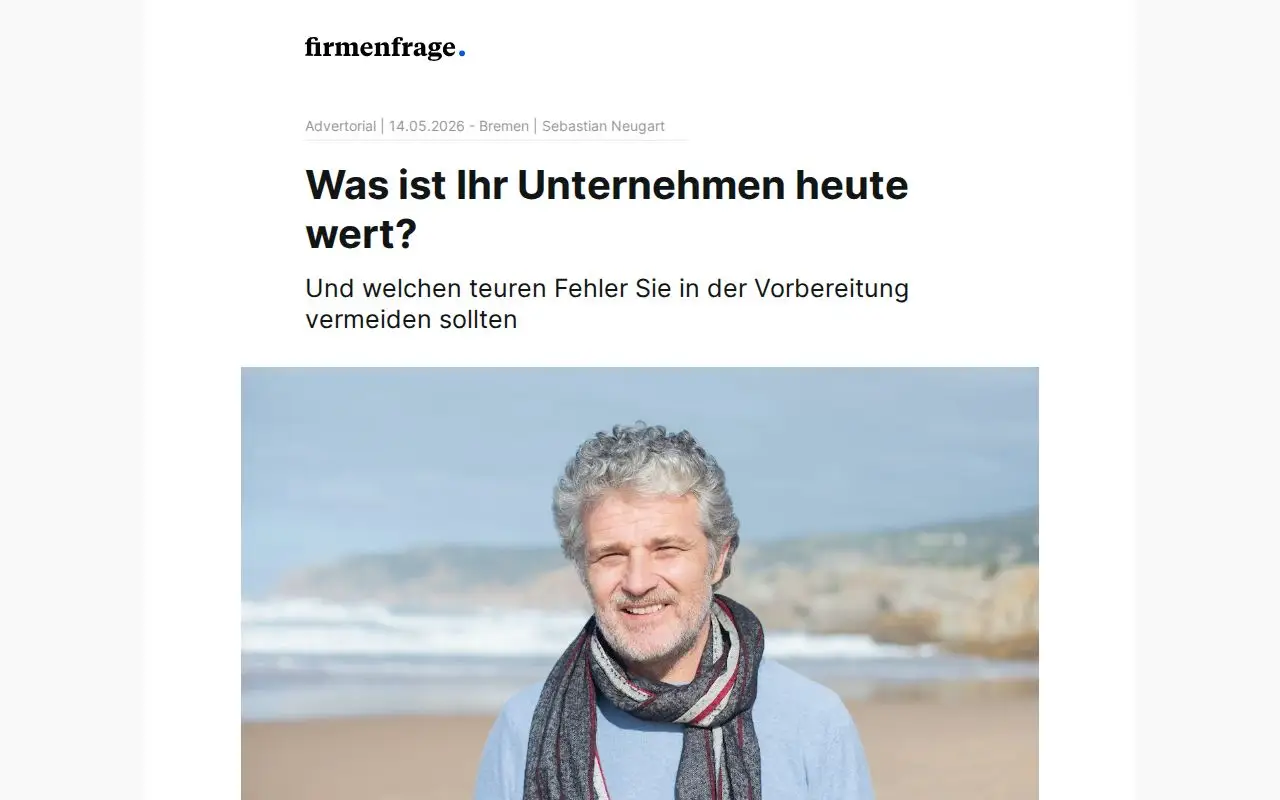Landing page screenshot for www.firmenfrage.de