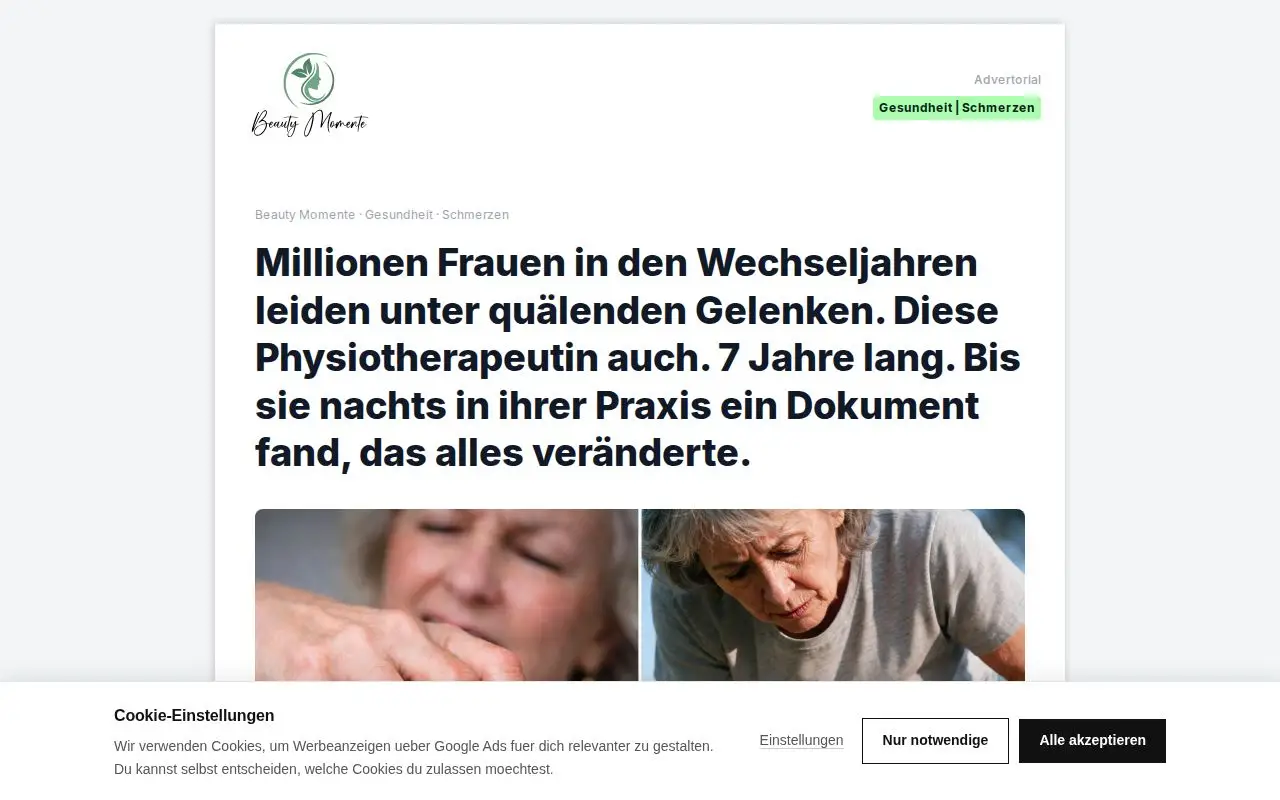 Landing page screenshot for magazin.beautymomente.com