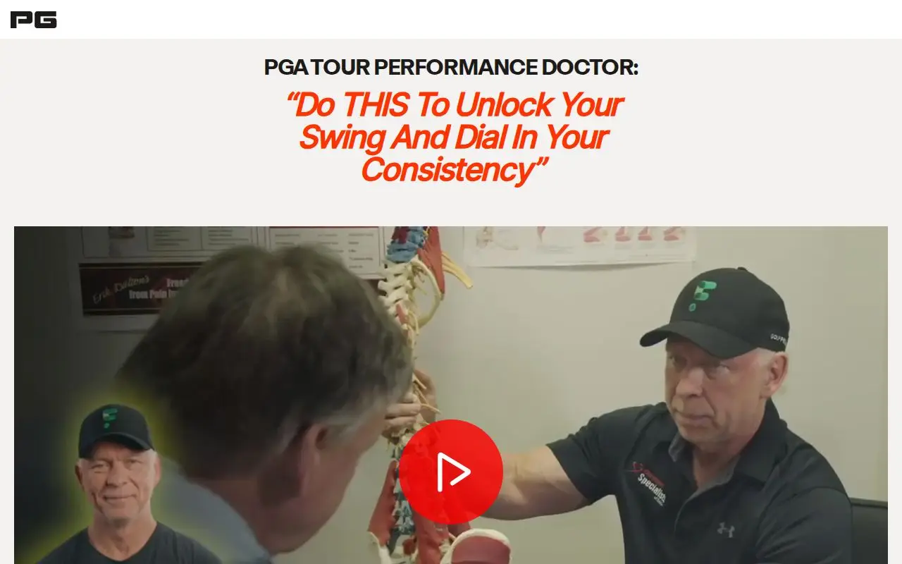 Landing page screenshot for www.performancegolf.com