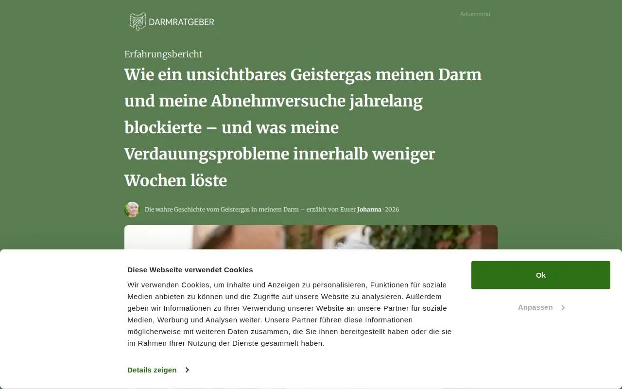 Landing page screenshot for www.darmschutzratgeber.com