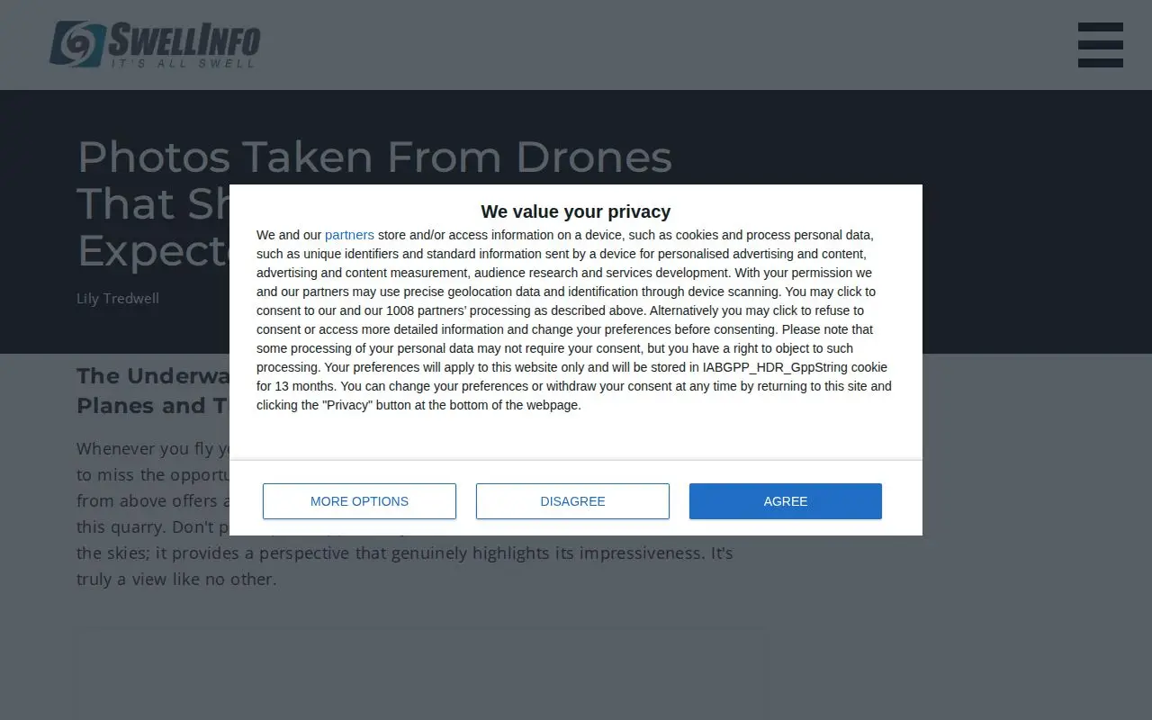 Landing page screenshot for go.swellinfo.com