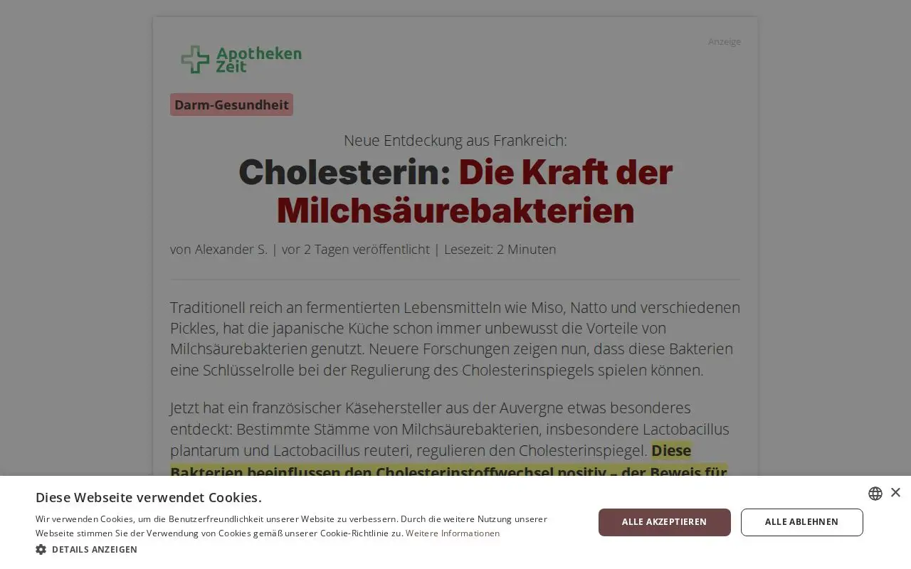 Landing page screenshot for lp.apotheken-zeit.de