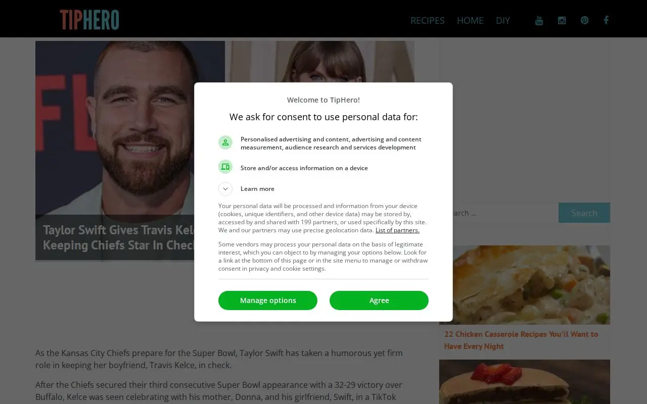 Landing page screenshot for tiphero.com