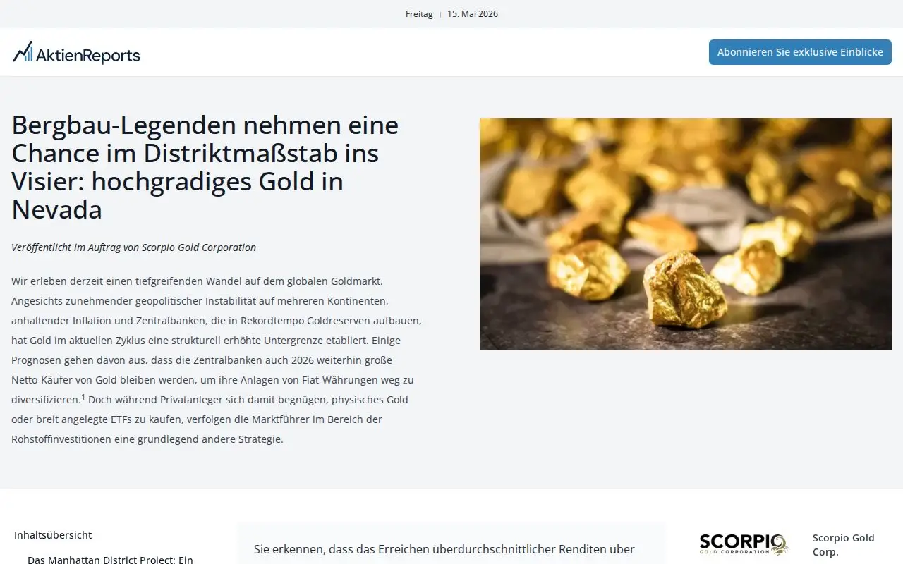Landing page screenshot for aktienreports.com