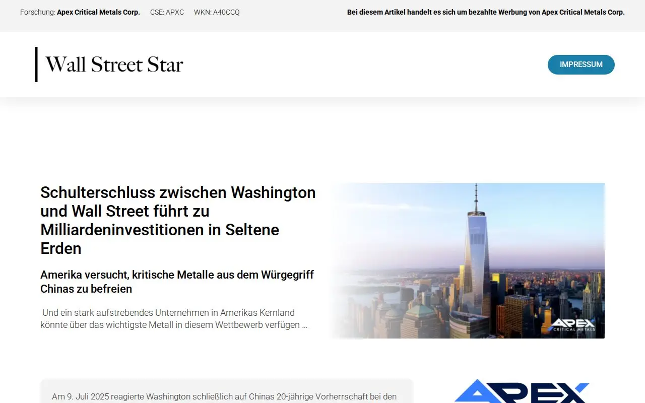 Landing page screenshot for invest.wallstreetstar.com