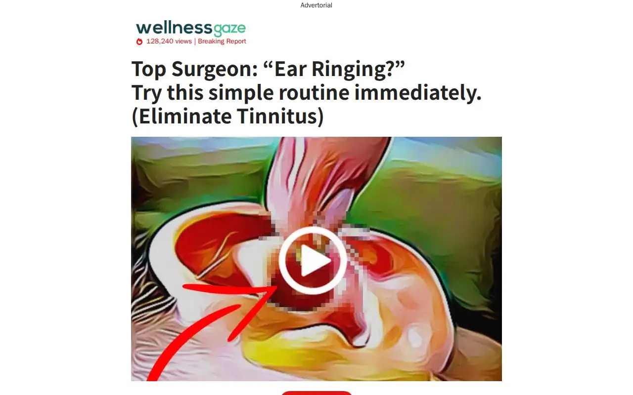 Landing page screenshot for wellnessgaze.com