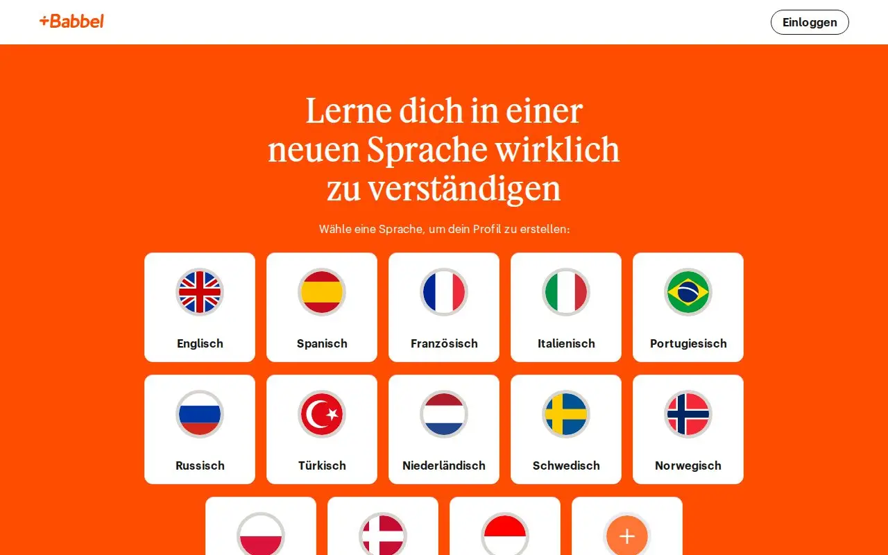 Landing page screenshot for de.babbel.com