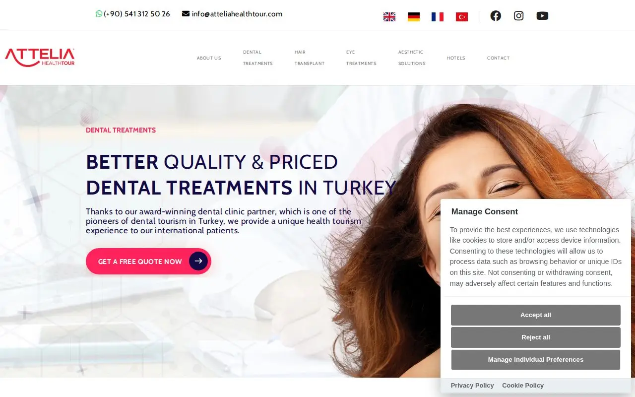 Landing page screenshot for atteliahealthtour.com