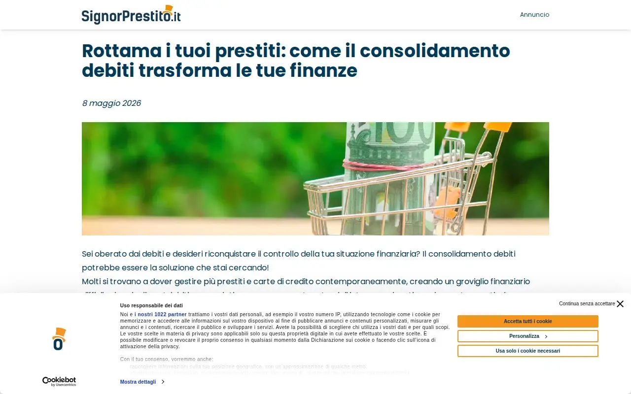 Landing page screenshot for news.signorprestito.it