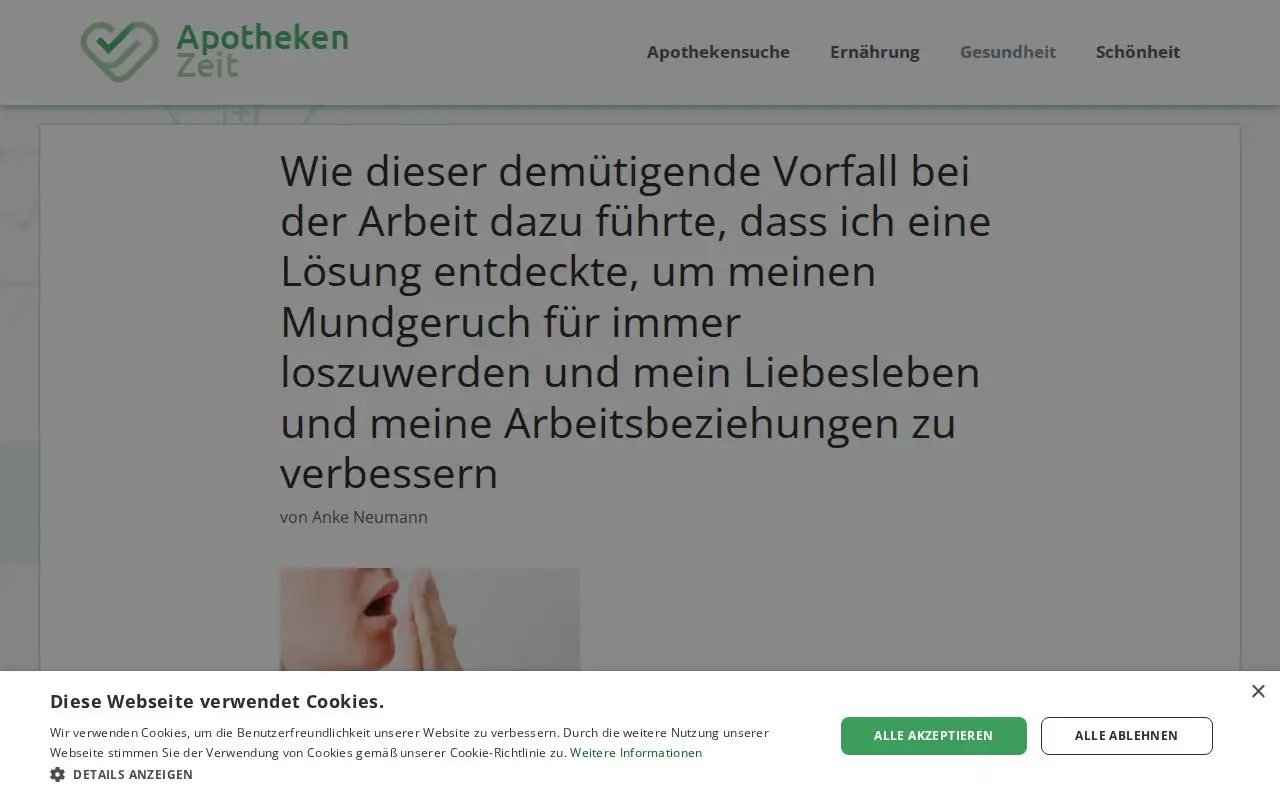Landing page screenshot for www.apotheken-zeit.de
