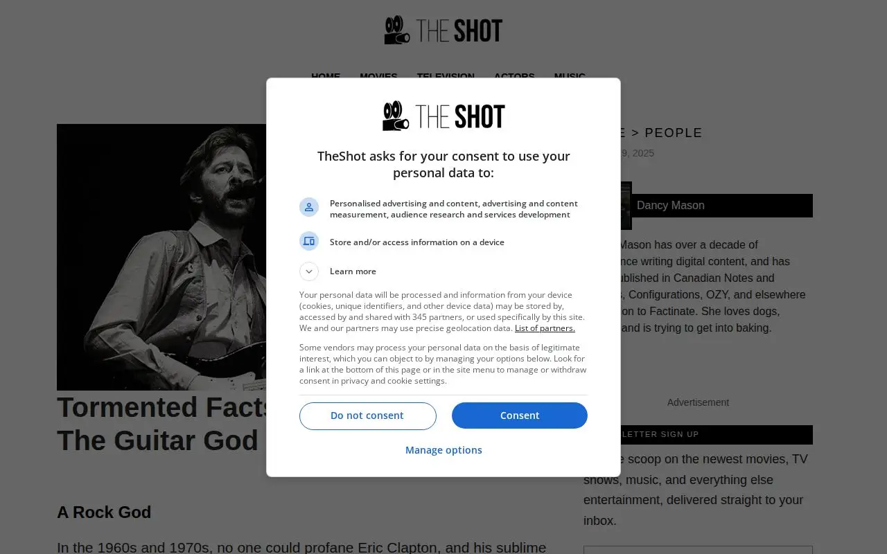 Landing page screenshot for www.theshot.com