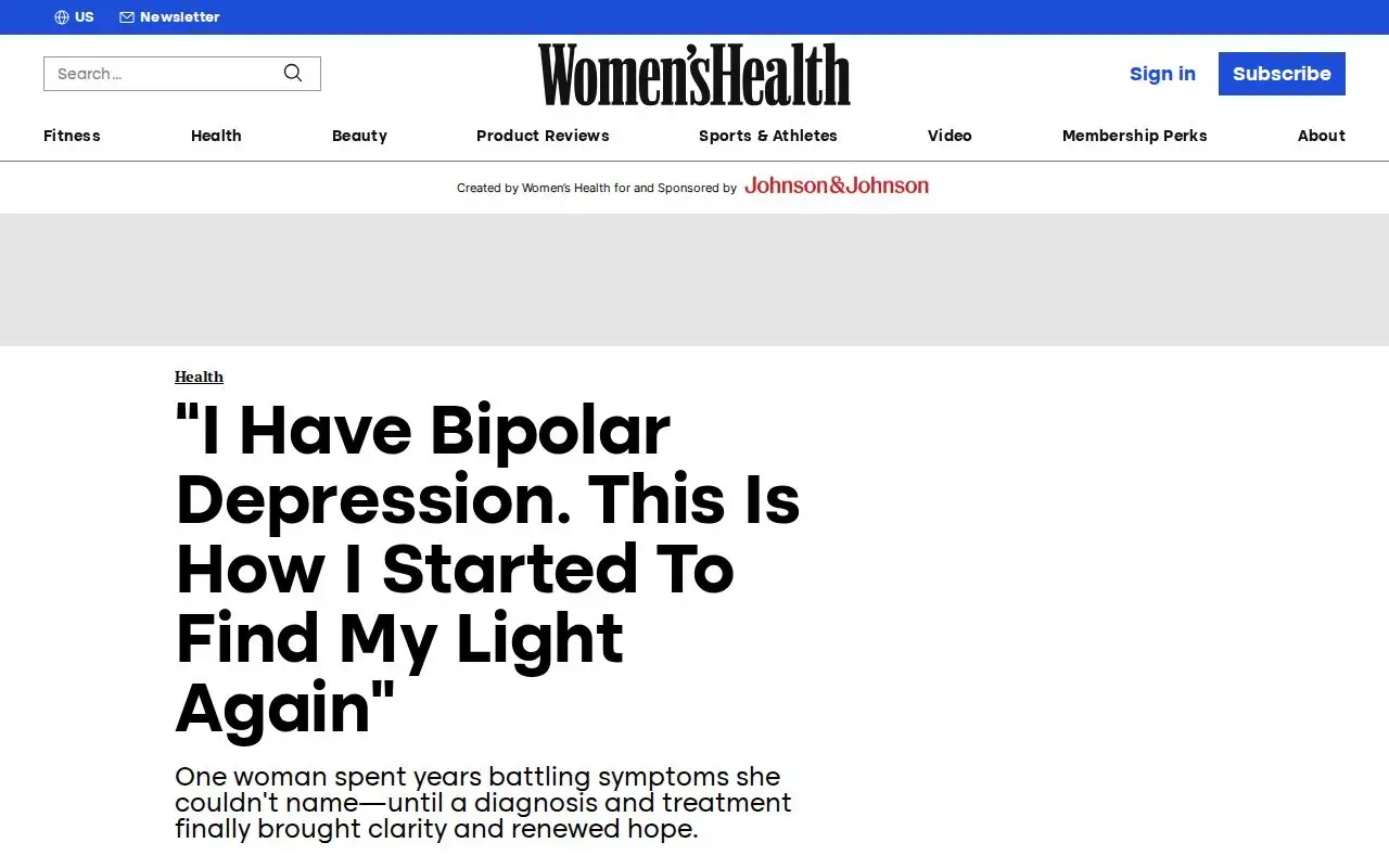 Landing page screenshot for www.womenshealthmag.com