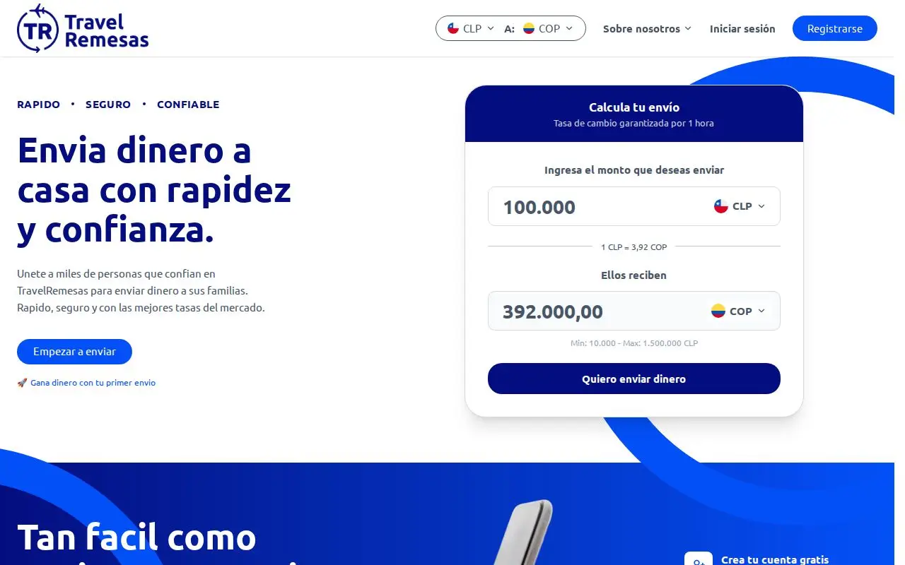 Landing page screenshot for www.travelremesas.com