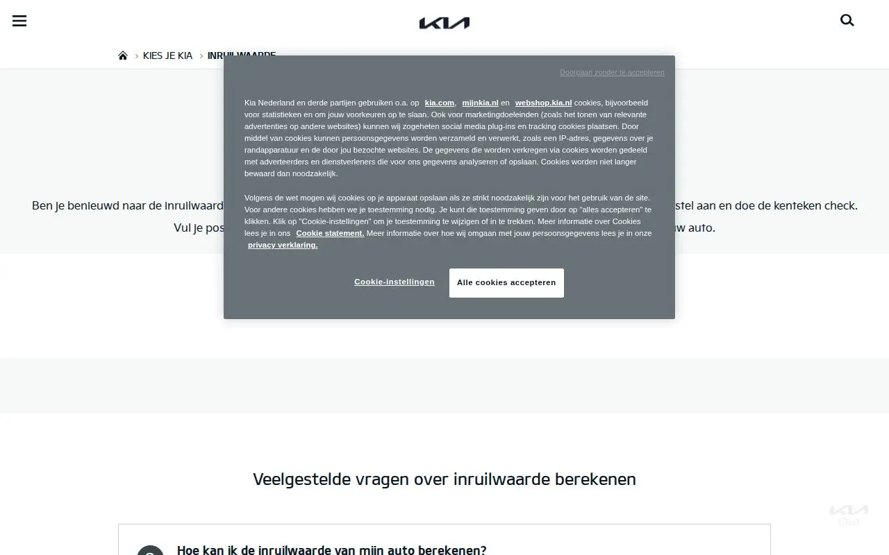 Landing page screenshot for www.kia.com