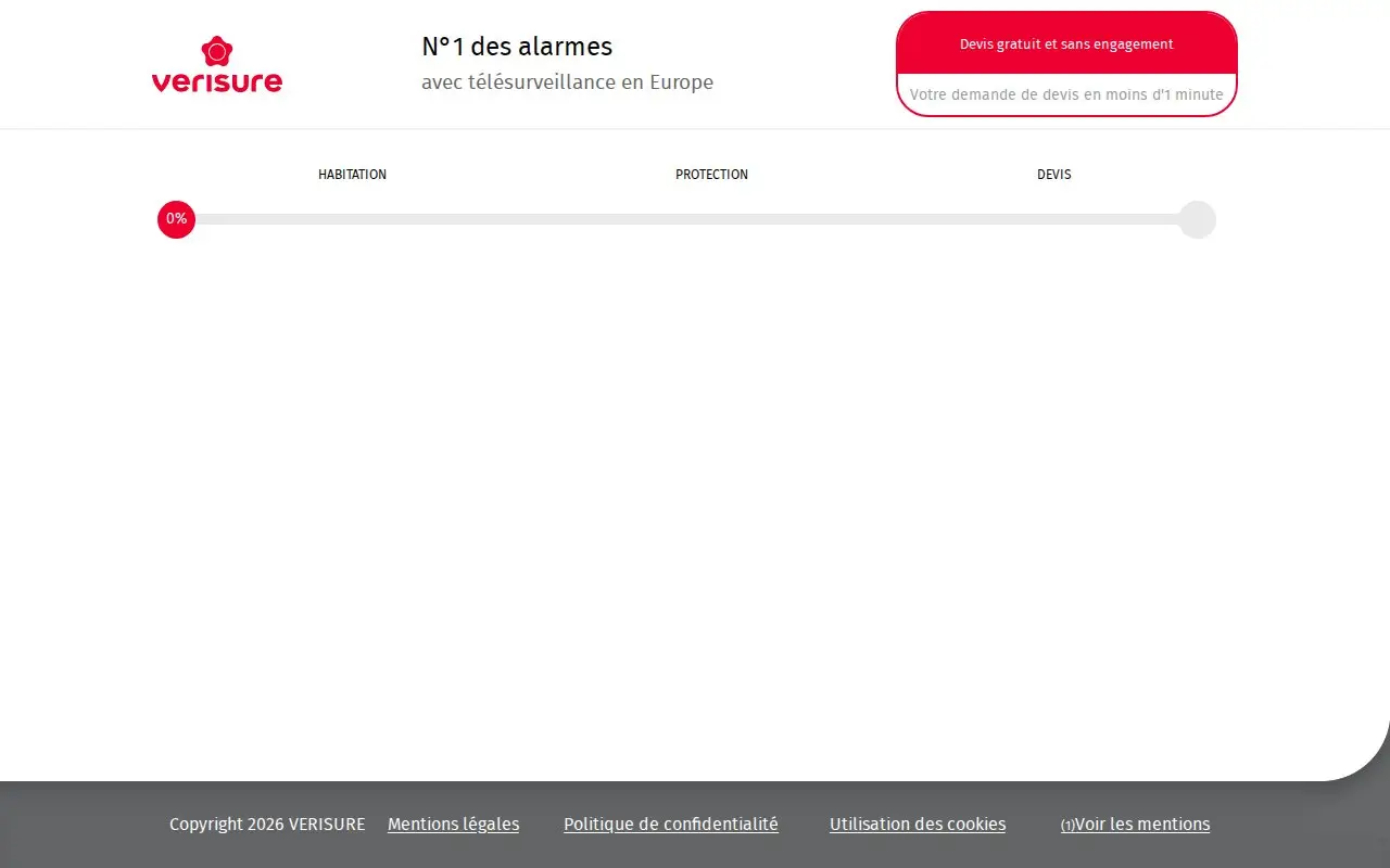Landing page screenshot for funnel.verisure.fr