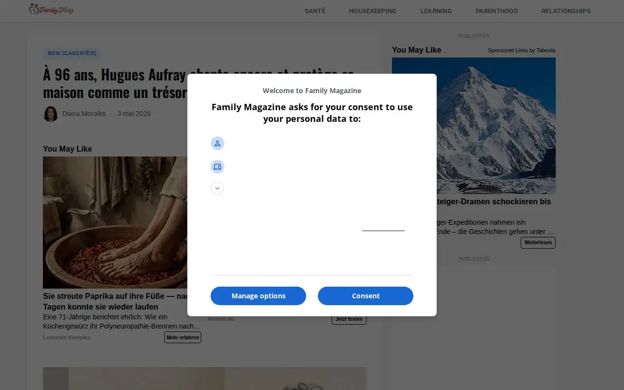 Landing page screenshot for familymags.com