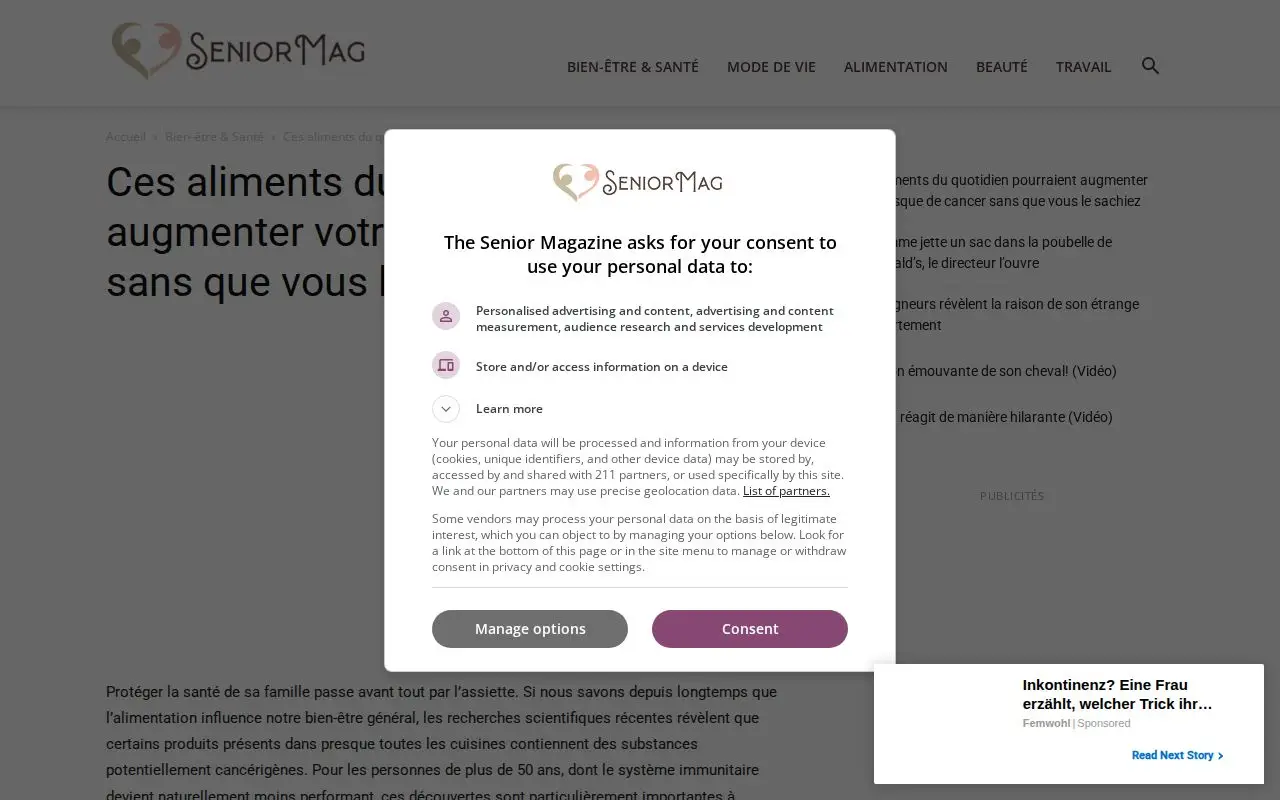 Landing page screenshot for theseniormag.com
