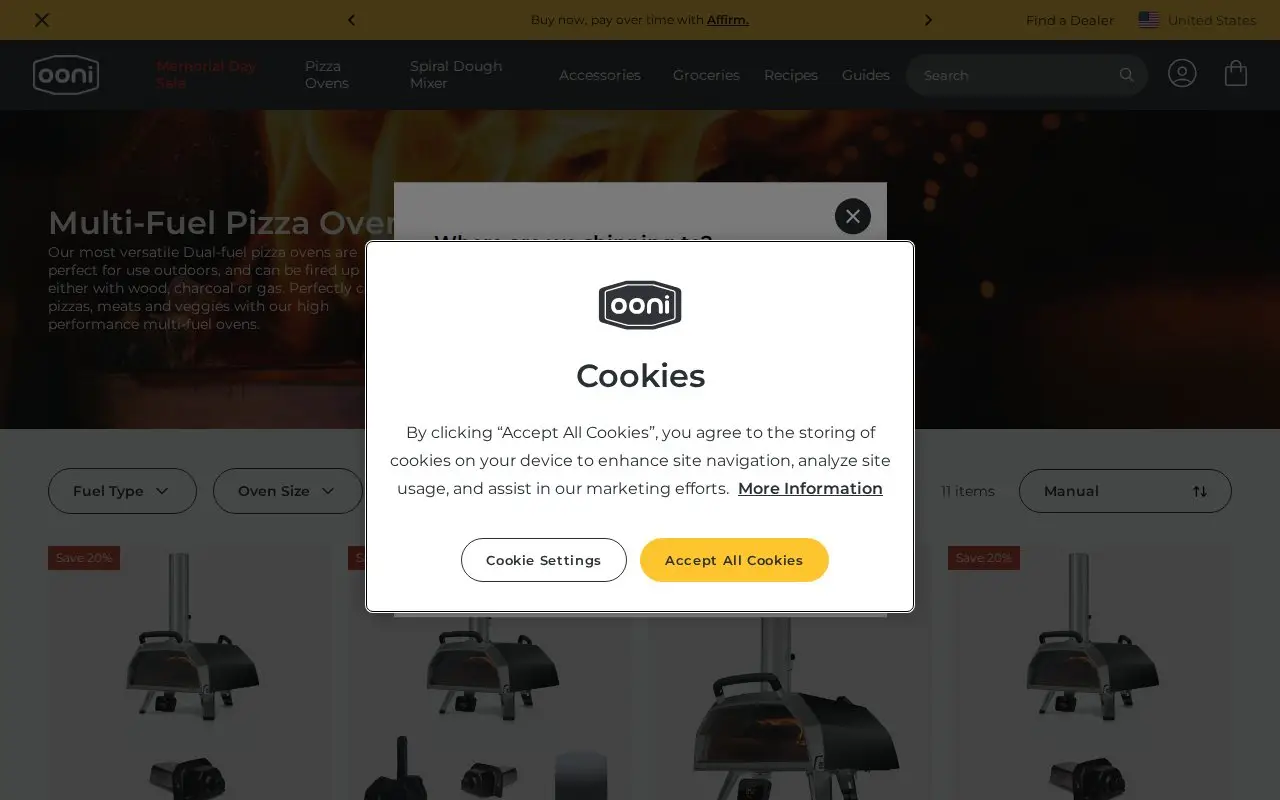 Landing page screenshot for ooni.com