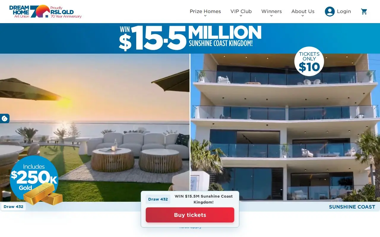 Landing page screenshot for dreamhomeartunion.com.au