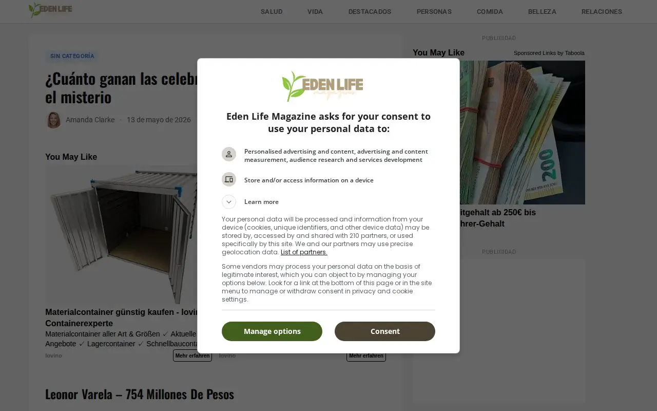 Landing page screenshot for edenlifemag.com