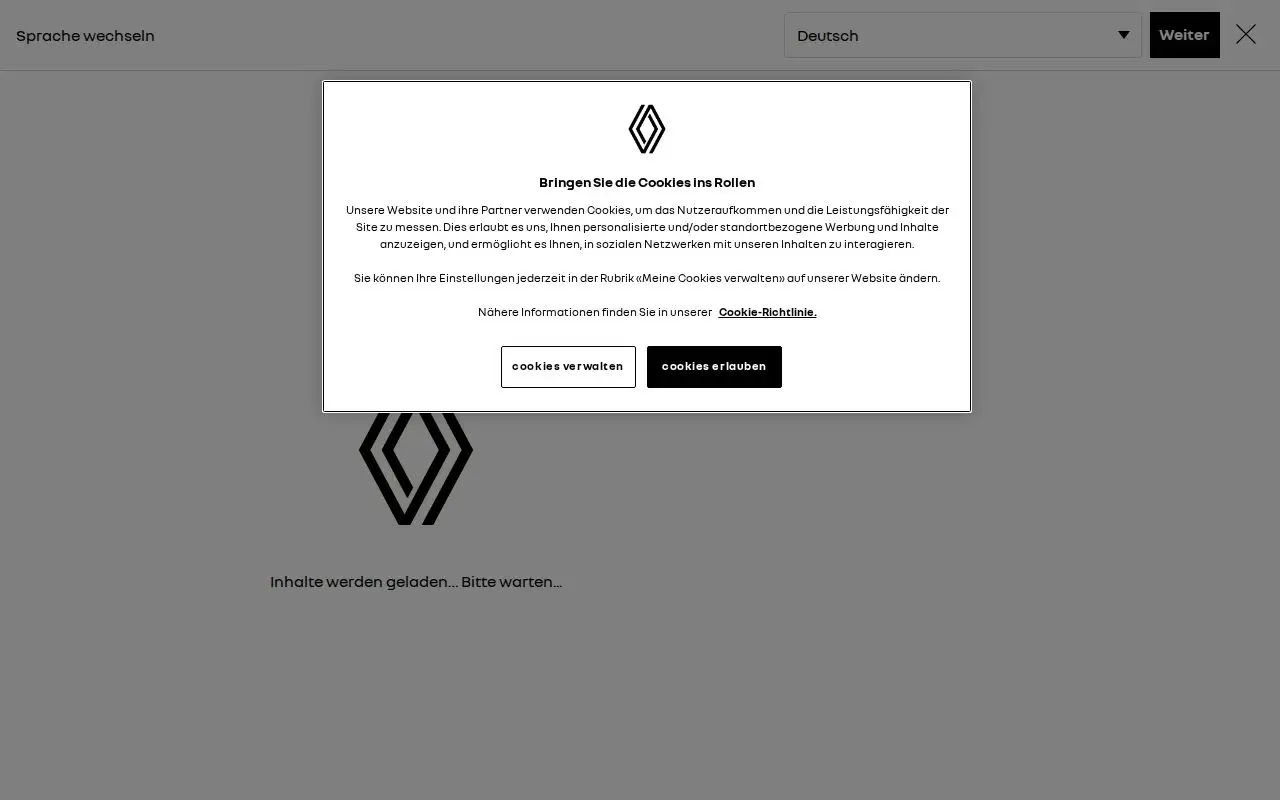 Landing page screenshot for de.renault.ch
