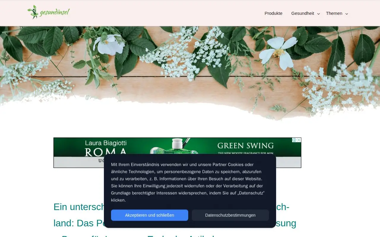 Landing page screenshot for gesundinsel.com