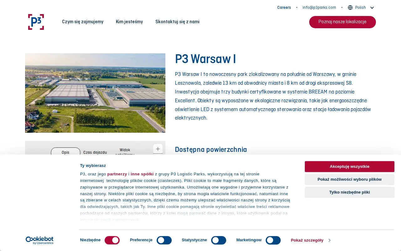 Landing page screenshot for www.p3parks.com