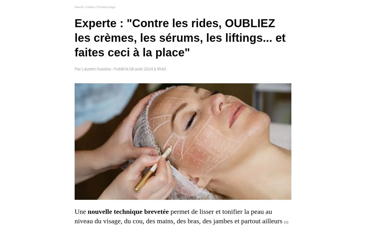 Landing page screenshot for www.info-beaute.com