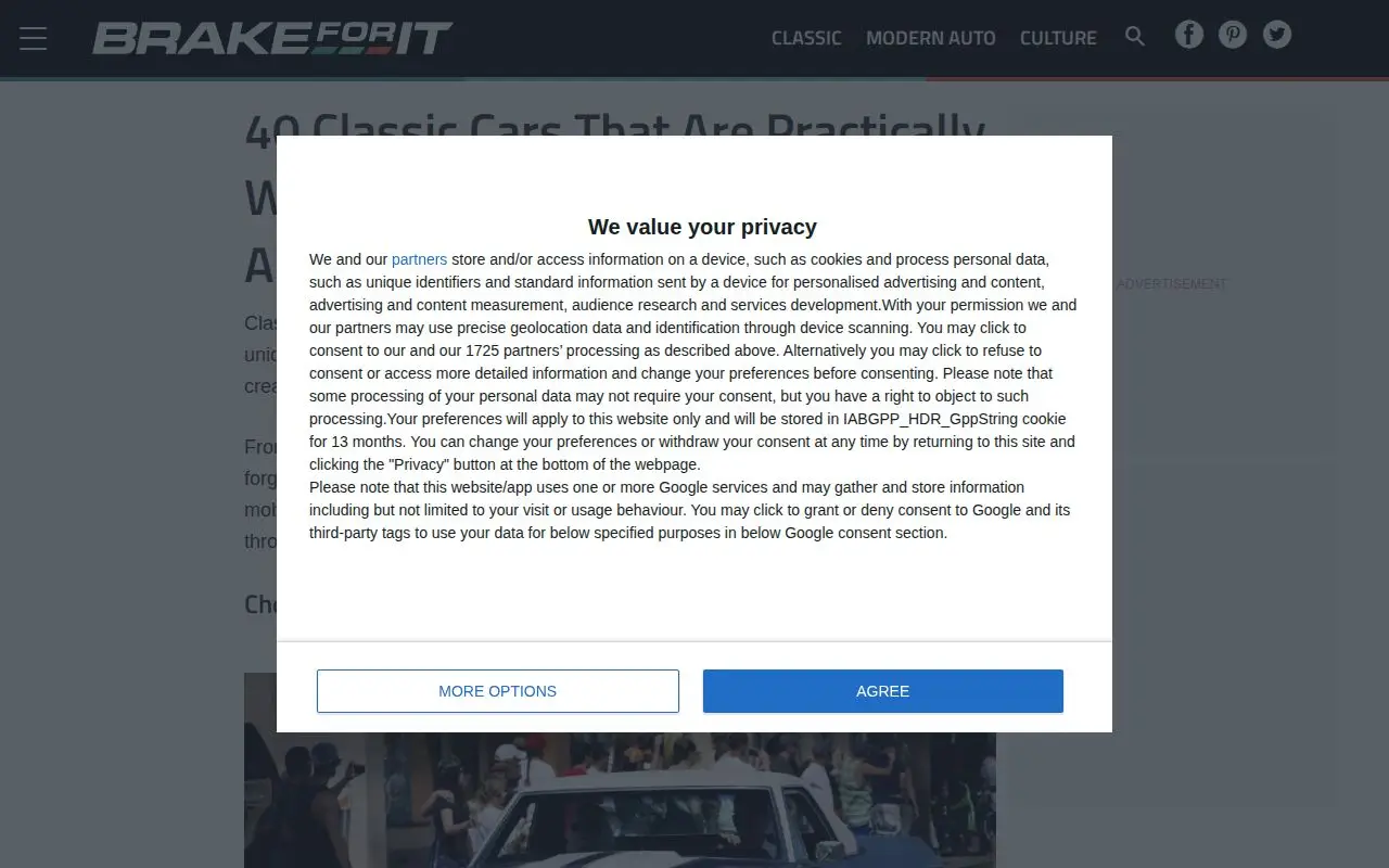 Landing page screenshot for www.brakeforit.com