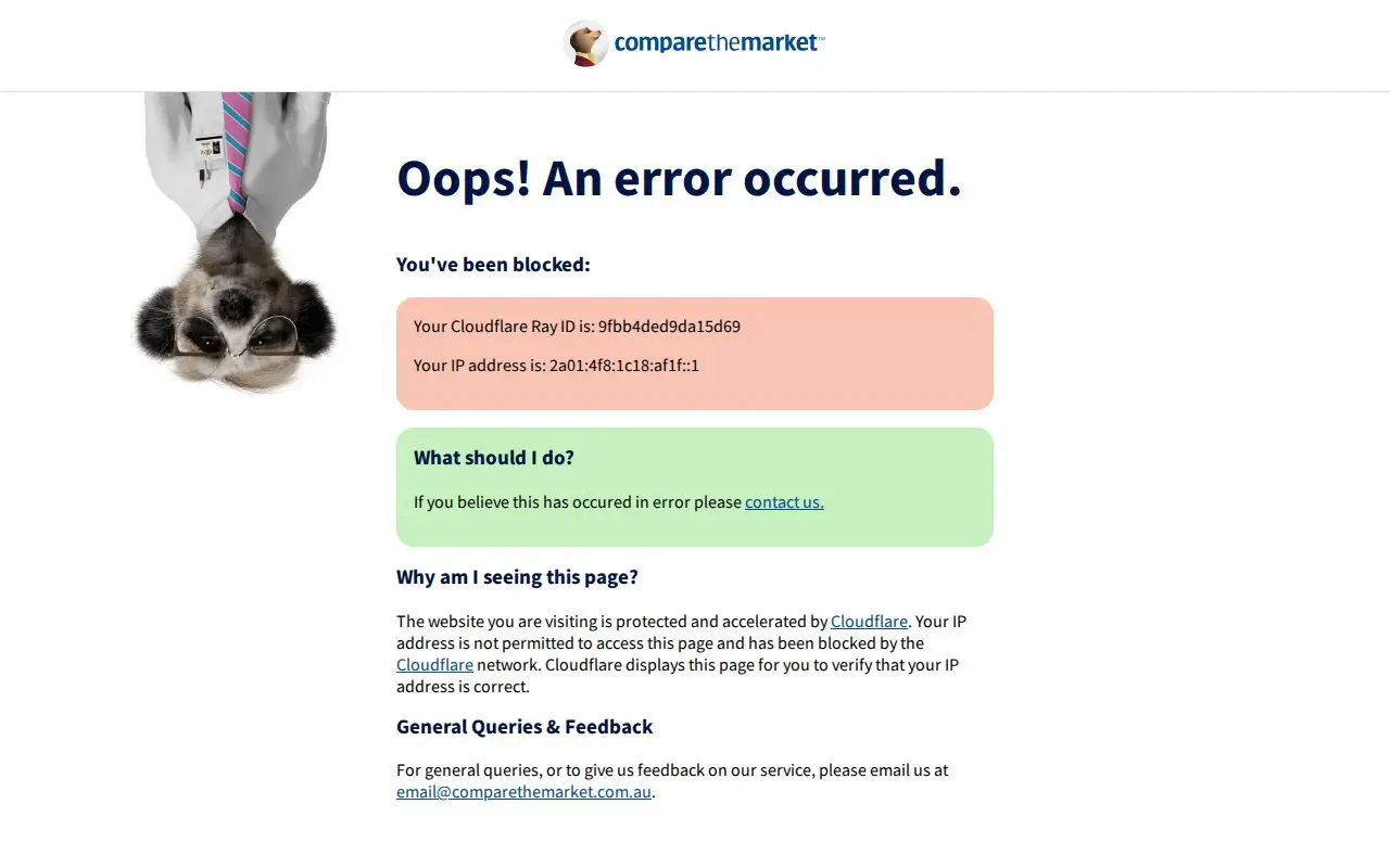 Landing page screenshot for www.comparethemarket.com.au
