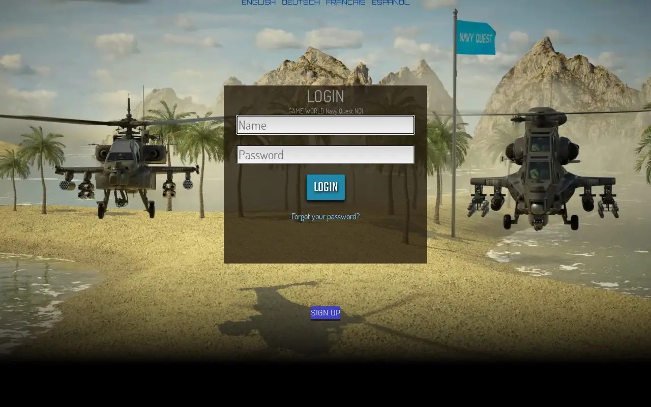 Landing page screenshot for navy.quest