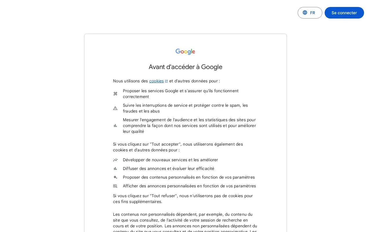 Landing page screenshot for consent.google.com