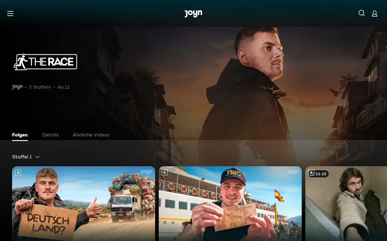 Landing page screenshot for www.joyn.de