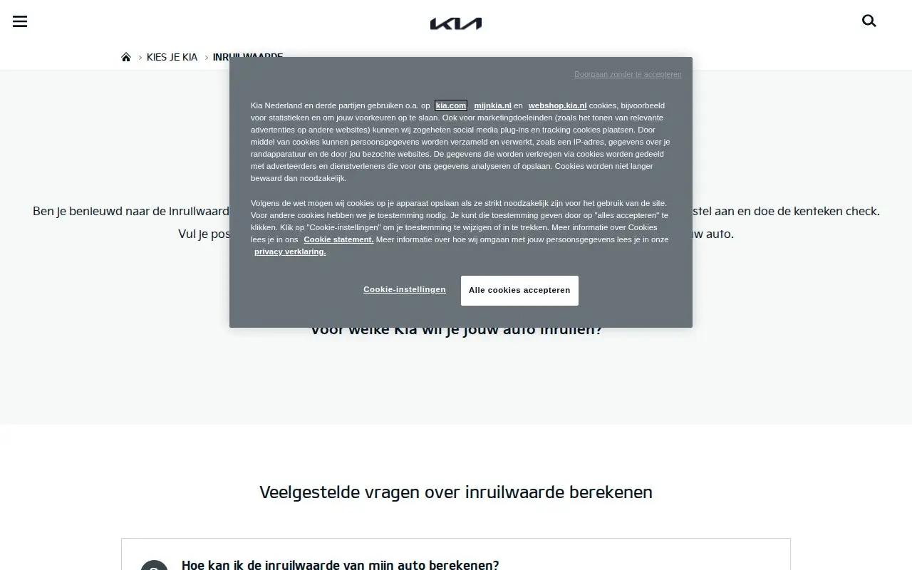 Landing page screenshot for www.kia.com