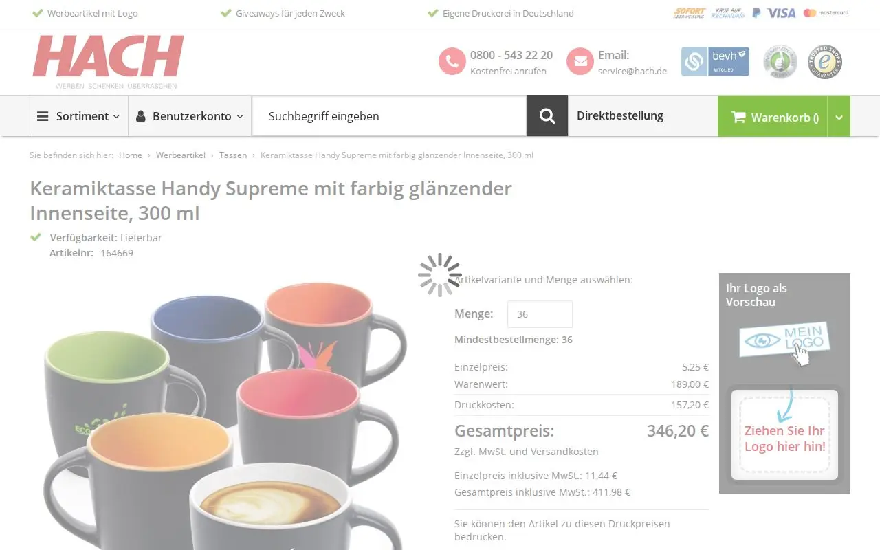 Landing page screenshot for www.hach.de