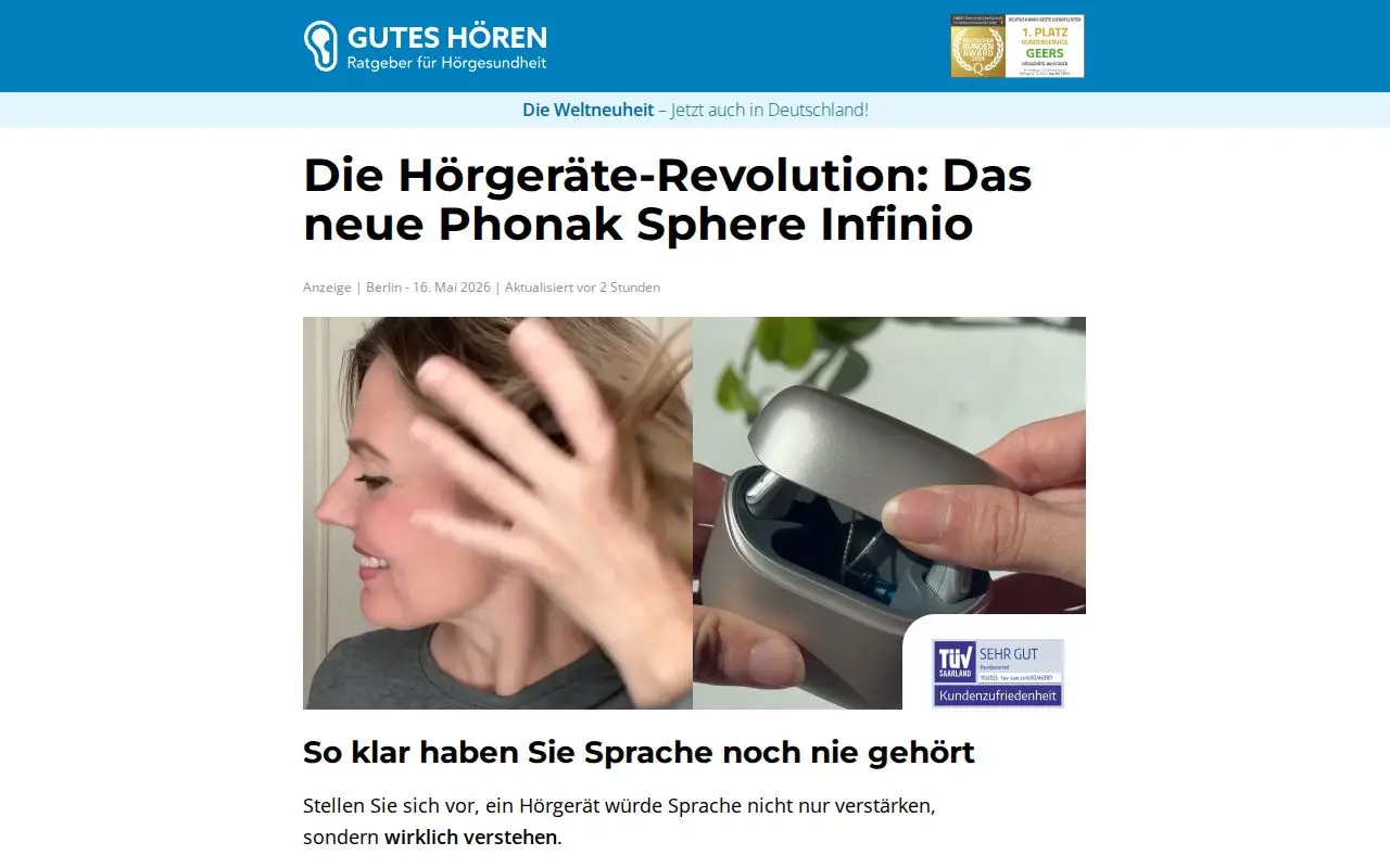 Landing page screenshot for www.gutes-hoeren.de