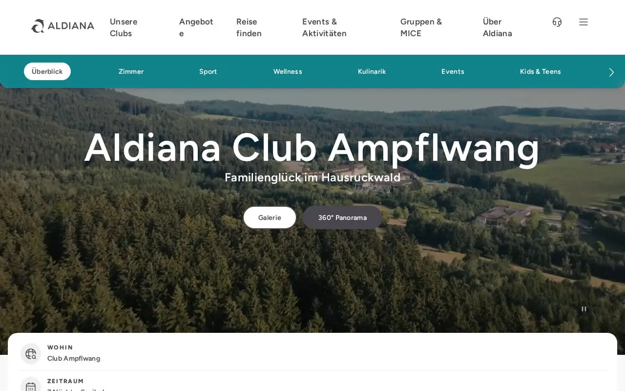 Landing page screenshot for www.aldiana.com